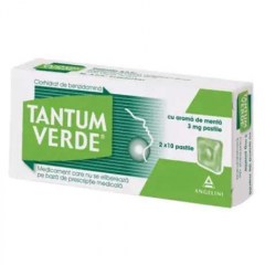 Tantum Verde cu aroma de menta 3 mg, 20 pastile, Angelini